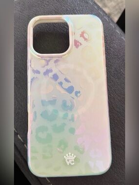 Iridescent Leopard Print Phone Case - Pastel White